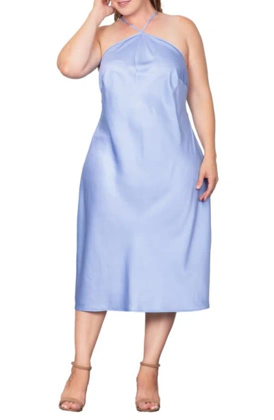 Shop Standards & Practices Satin Midi Dress In Glacial Blue