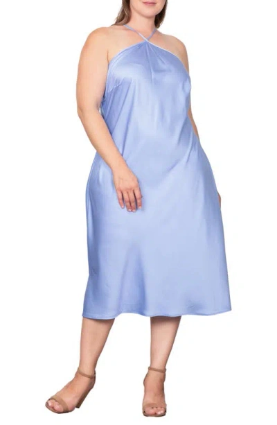 Shop Standards & Practices Satin Midi Dress In Glacial Blue