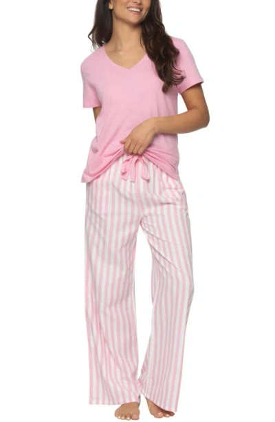 Shop Felina Mirielle Pajamas In Sea Pink Stripe