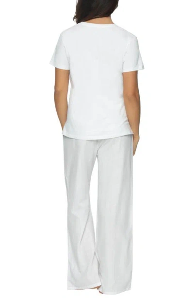 Felina Mirielle Pajamas In White Gray Pinstripe