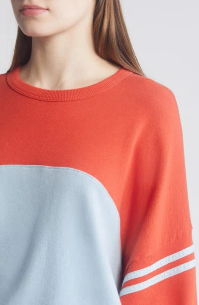 Shop The Great The Cross Country Colorblock Cotton Sweatshirt In Heirloom Tomato Colorblock