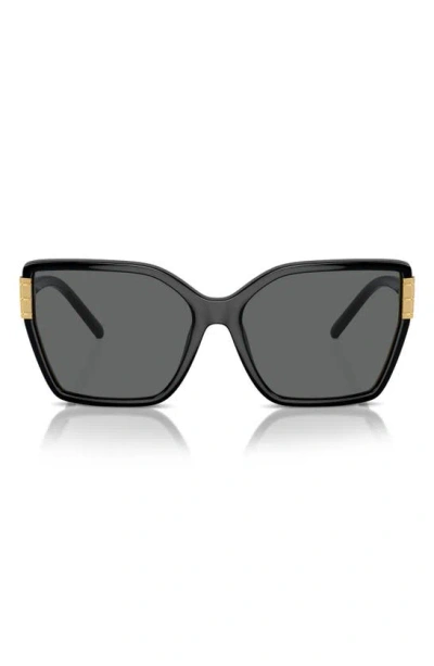 Tory Burch Flat Eleanor Plastic Square Sunglasses In Black