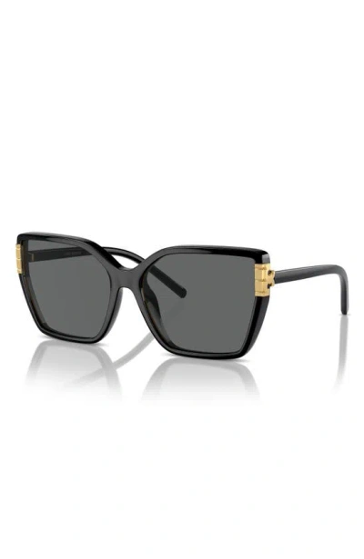 Tory Burch Flat Eleanor Plastic Square Sunglasses In Black