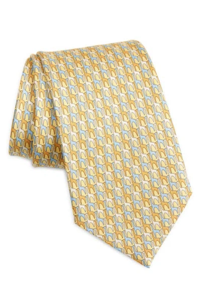 Shop Zegna Ties Quadri Giraffe Silk Tie In Yellow