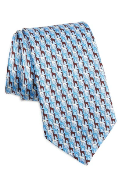 Shop Zegna Ties Quadri Giraffe Silk Tie In Light Blue