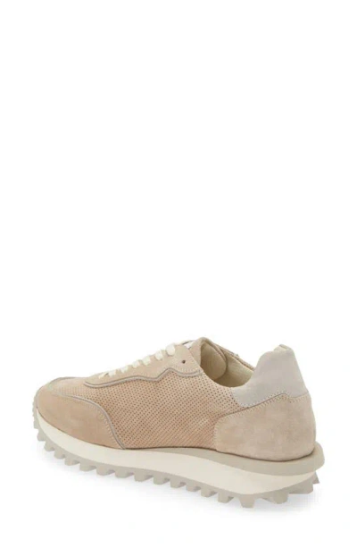 Eleventy Perforated Low Top Sneaker In Tan - Grey