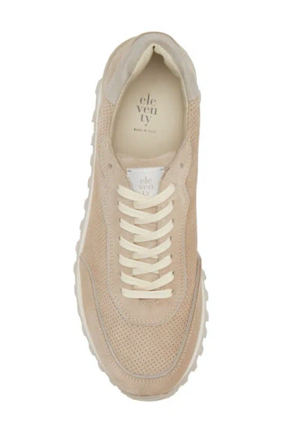 Eleventy Perforated Low Top Sneaker In Tan - Grey