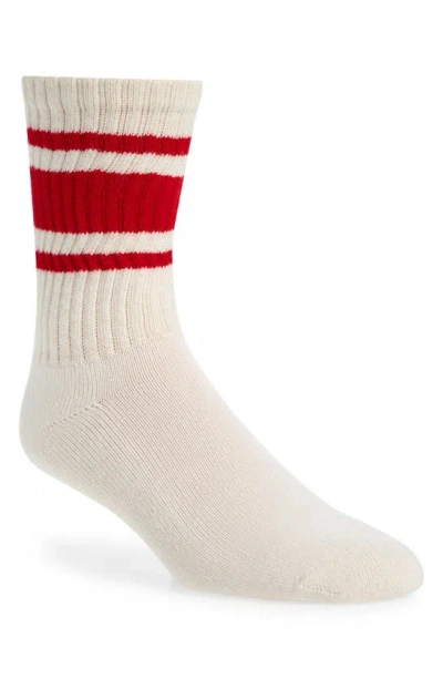 Shop American Trench The Mono Stripe Cotton Blend Crew Socks In Red