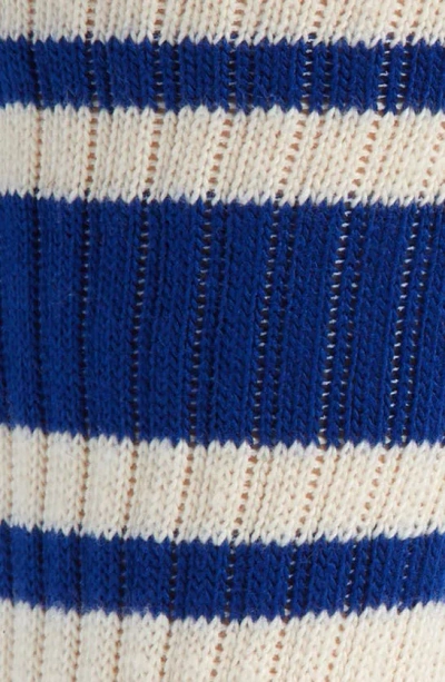 Shop American Trench The Mono Stripe Cotton Blend Crew Socks In Royal