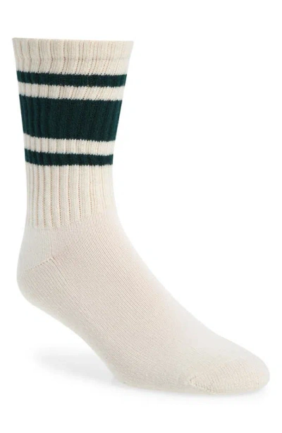 Shop American Trench The Mono Stripe Cotton Blend Crew Socks In Forest Green