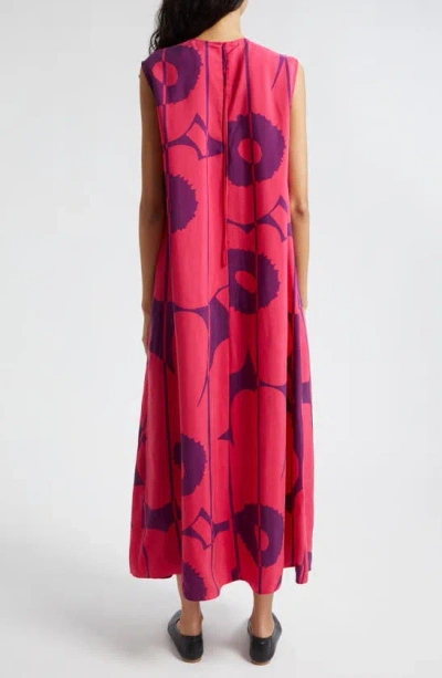 Shop Marimekko Migot Vesi Unikko Sleeveless Shift Dress In Fuchsia Dark Purple
