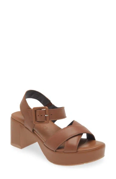 Shop Naot Elite Platform Sandal In Caramel Leather