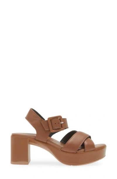 Naot Elite Platform Sandal In Caramel Leather