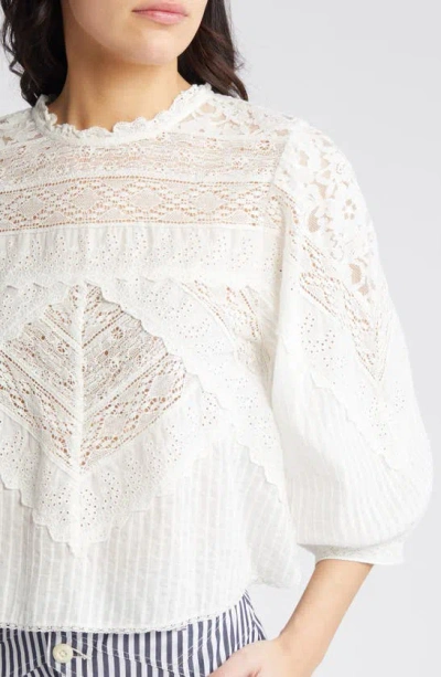 Shop The Great The Verona Lace Detail Cotton Top In White