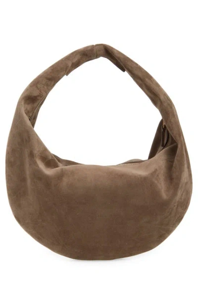 Shop Khaite Medium Olivia Suede Hobo Bag In Toffee