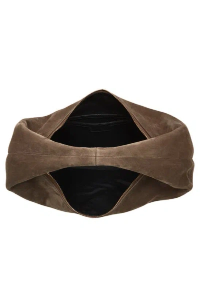 Shop Khaite Medium Olivia Suede Hobo Bag In Toffee