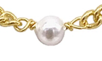 Shop St. Moran Freshwater Pearl Pendant Curb Chain Necklace In White-gold