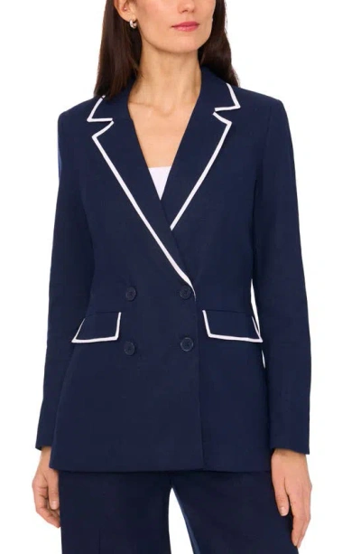 Shop Halogen Oversize Double Breasted Linen Blend Blazer In Classic Navy Blue