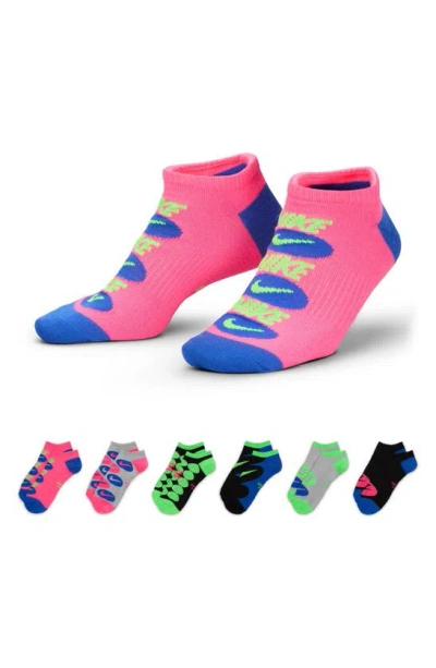 Shop Nike Dri-fit Ankle Socks In Pink/ Grey/ Blue Assrtd