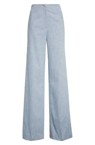 Shop Veronica Beard Jude Wide Leg Cotton Blend Pants In Blue Oasis