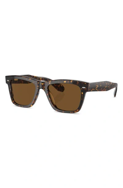 Oliver Peoples N.04 Sun 53mm Polarized Rectangular Sunglasses In Tortoise