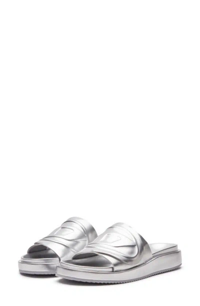 Shop Diesel Oval D Slide Sandal In Silver