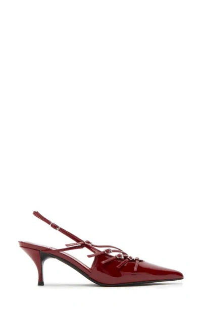 Shop Jeffrey Campbell Lash Pointed Toe Kitten Heel Sandal In Cherry Red Patent