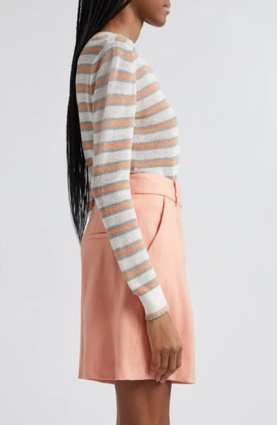 Shop Veronica Beard Magellan Stripe Linen Blend Sweater In Natural Multi