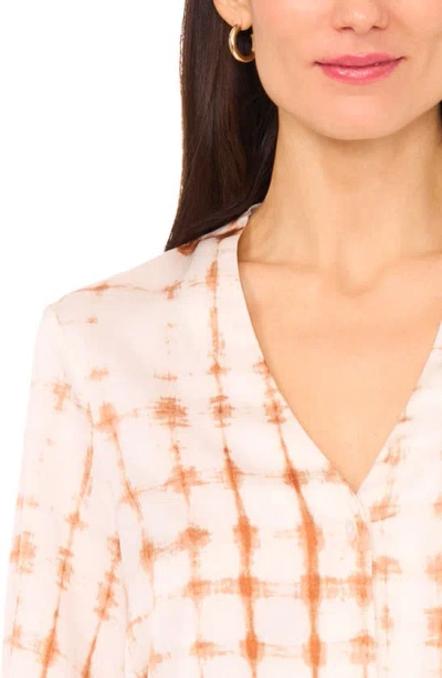 Shop Halogen Collarless Satin Button-up Shirt In Orange Clay