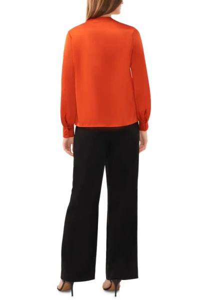 Shop Halogen Collarless Satin Button-up Shirt In Burnt Orange