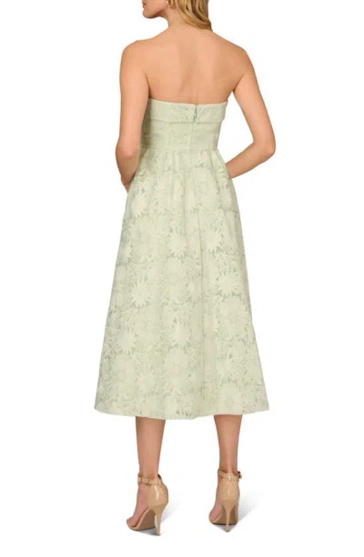 Shop Aidan Mattox By Adrianna Papell Floral Embroidered Strapless Organza Ballgown In Mint