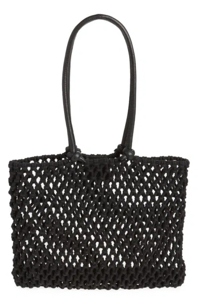 Shop Clare V . Sandy Woven Market Tote In Black Black