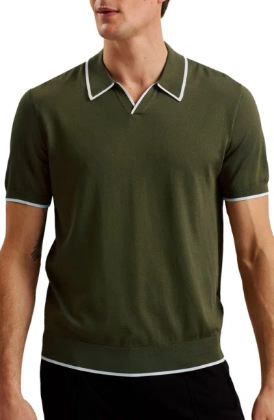 Shop Ted Baker Stortfo Stretch Polo In Olive