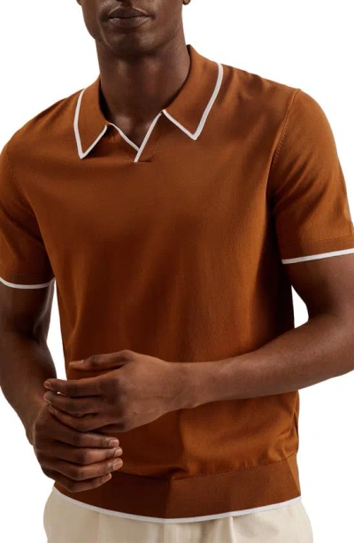 Shop Ted Baker Stortfo Stretch Polo In Brown
