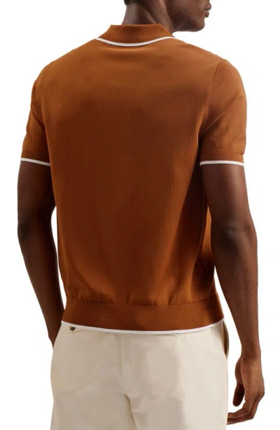 Shop Ted Baker Stortfo Stretch Polo In Brown