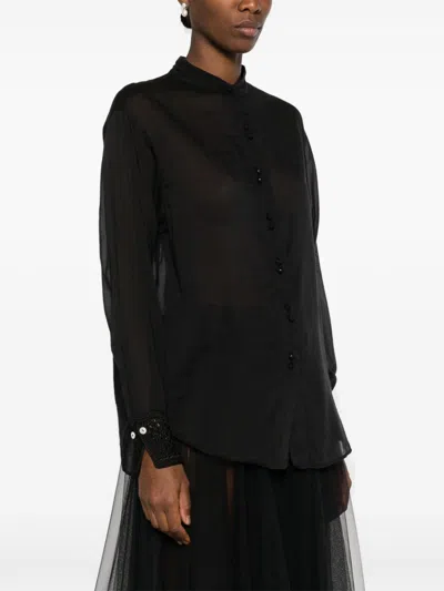 Shop Forte Forte Cotton And Silk Blend Shirt In Black