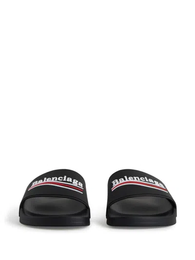 Shop Balenciaga Political Campaign Pool Slides In Black