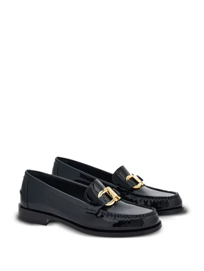 Shop Ferragamo Patent Leather Loafers In Black