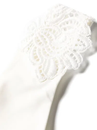 Shop Ermanno Scervino Lace Detail Triangle Bikini Set In White