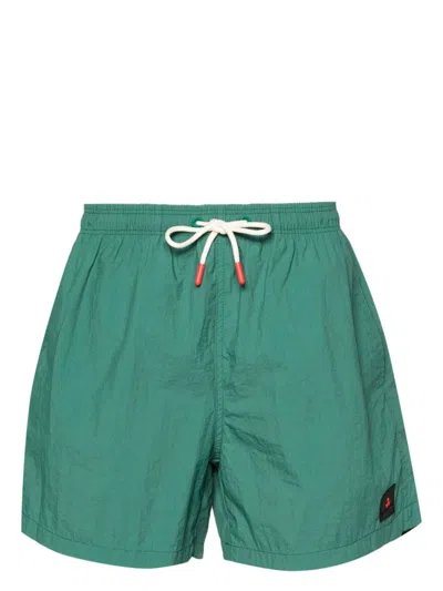 Shop Peuterey Logo Nylon Shorts In Green