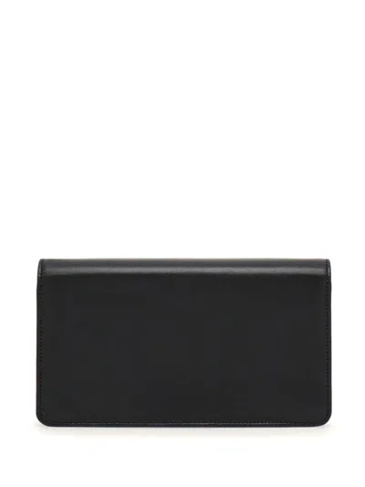 Shop Ferragamo Gancini Leather Wallet On Chain In Black