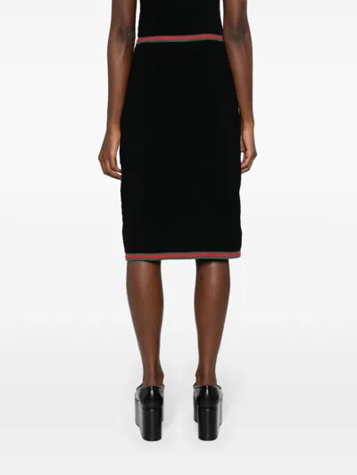 Shop Gucci Lace Cotton Midi Skirt In Black