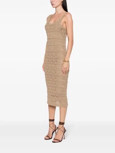 Shop Iro Crochet Midi Dress In Brown