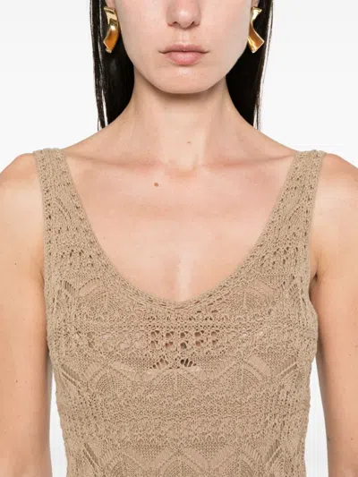 Shop Iro Crochet Midi Dress In Brown