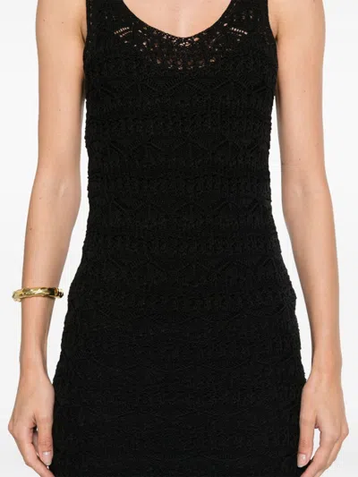 Shop Iro Crochet Knit Midi Dress In Black