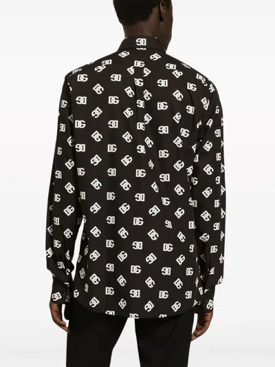 Shop Dolce & Gabbana Allover Logo Shirt In Black