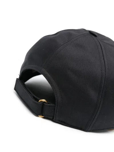 Shop Gucci Logo Cotton Baseball Cap In Black