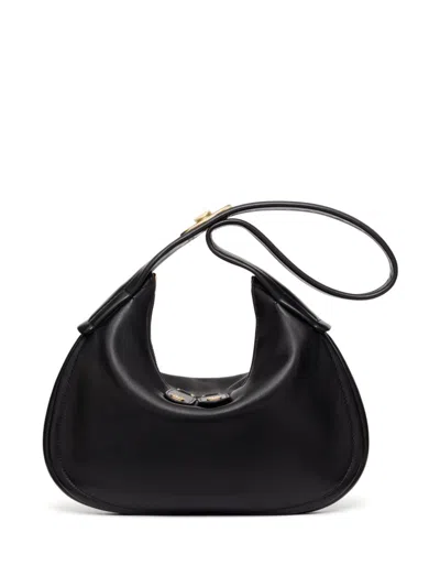 Shop Valentino Go-hobo Small Leather Sohulder Bag In Black