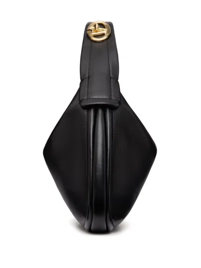 Shop Valentino Go-hobo Small Leather Sohulder Bag In Black