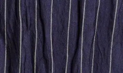 Shop Lafayette 148 New York Metallic Pinstripe Crinkled Sheath Dress In Midnight Blue Multi